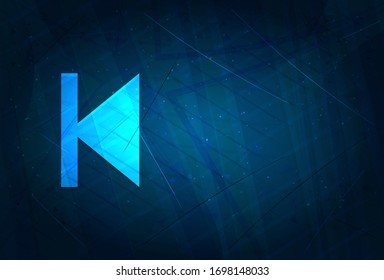 Previous track icon isolated on futuristic digital abstract blue background