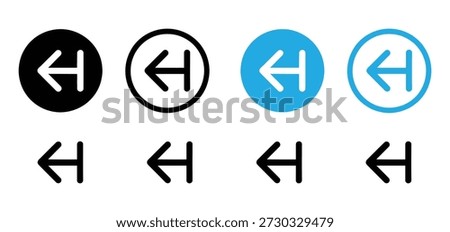 Previous Track Icon Set, Back Arrow and Rewind Button Vector Collection

