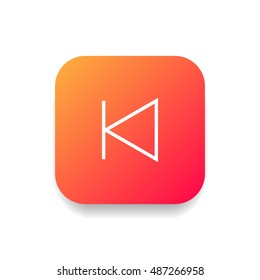 Previous track icon vector, clip art. Also useful as logo, square app icon, web UI element, symbol, graphic image, silhouette and illustration. Compatible with ai, cdr, jpg, png, svg, pdf and eps.