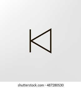 Previous track icon vector, clip art. Also useful as logo, web UI element, symbol, graphic image, silhouette and illustration.