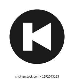 Previous track icon vector illustration design isolated on flat black round button