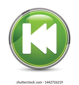 Previous track playlist icon isolated on elegant green round button vector illustration