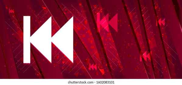 Previous track playlist icon isolated on Abstract design bright red banner background