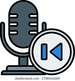 Diseño de Vector anterior en estilo moderno, reproducción de podcast y concepto de control de episodios, ilustración de navegación multimedia. Icono de línea llena