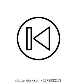 Previous Vector Icon, Outline style, isolated on white Background.