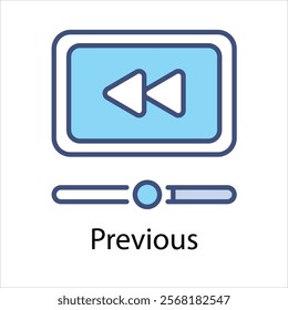 Previous Vector icon stock illustration