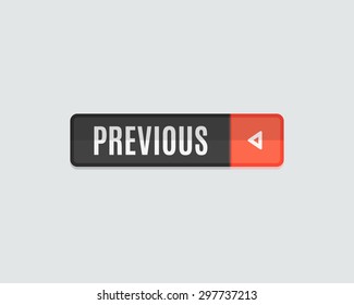Previous web button, back. Modern flat design, paper graphic, website icon and design element