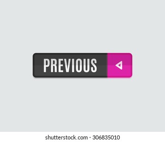 Previous web button, back. Modern flat design, paper graphic, website icon and design element