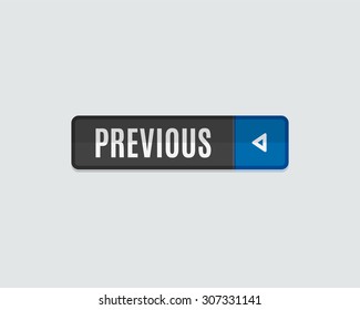 Previous web button, back. Modern flat design, paper graphic, website icon and design element