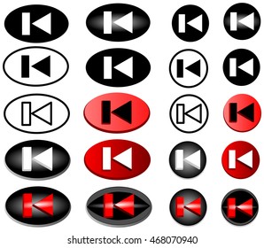 previous web icon,  backward icon -button , back, backward, vector icon set