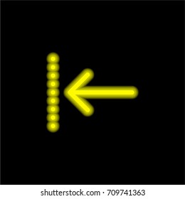 Previous yellow glowing neon ui ux icon. Glowing sign logo vector