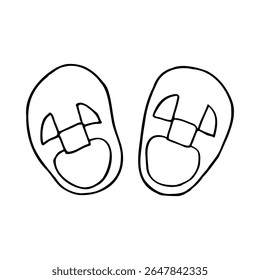 Pré-caminhante Sapatos vista superior - mão desenhado linha arte