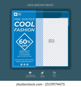 Pre-Winter Fashion Sale Social Media Banner with 60% Discount Offer