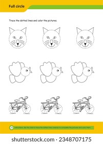 Prewriting skills, line practice sheet for kindergarten, Handwriting practice for kids. Fine motor skills. Line tracing worksheet. Activity page for kids. Coloring page for preschool.