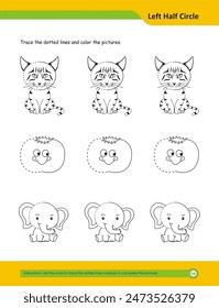 Prewriting skills, line practice sheet for kindergarten, Handwriting practice for kids. Fine motor skills. Line tracing worksheet. Activity page for kids. Coloring page for preschool.