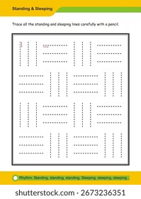 Habilidades de preescritura, hoja de práctica de línea para jardín de infantes, práctica de escritura a mano para niños. Habilidades motoras finas. Hoja de trabajo de trazado de líneas. Página de actividades para niños. Hoja de trabajo de trazado para preescolar.