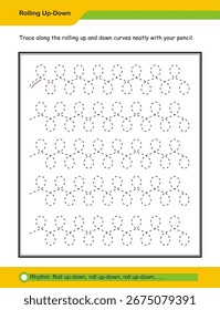 Habilidades de preescritura, hoja de práctica de línea para jardín de infantes, práctica de escritura a mano para niños. Habilidades motoras finas. Hoja de trabajo de trazado de líneas. Página de actividades para niños. Hoja de trabajo de trazado para preescolar.