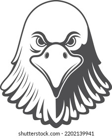 Prey bird head logo. Black eagle symbol