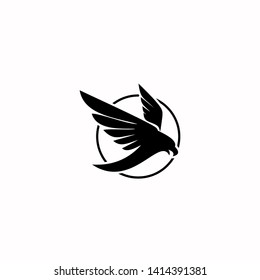 Prey Bird Icon Eagle Silhouette Logo, Soar Speed Feather Vector Illustration