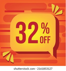 Price 32% off yellow balloon with orange background