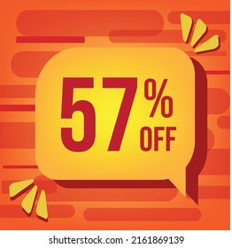 Price 57% off yellow balloon with orange background