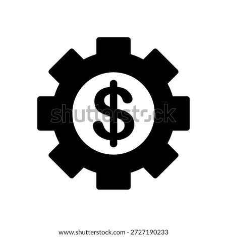 Price adjustment icon featuring gears with dollar signs, symbolizing financial management, pricing strategies, and cost control