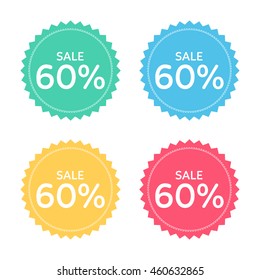 price badge icon. discount 60% percent. 