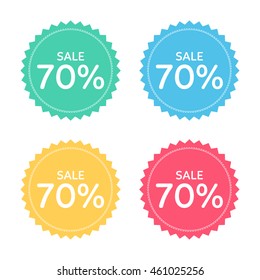price badge icon. discount 70% percent. 