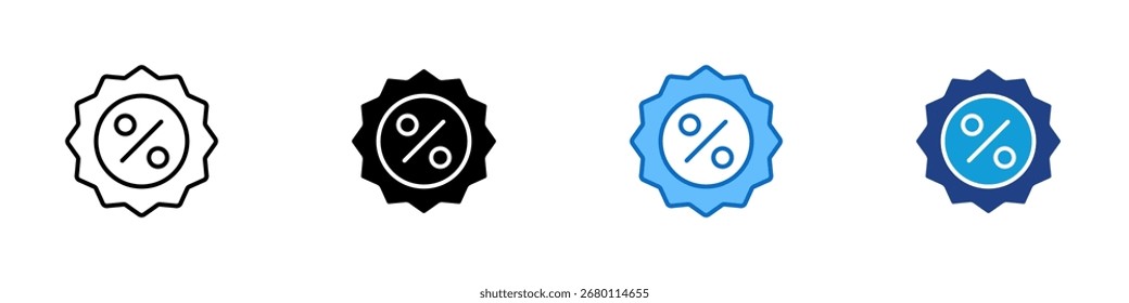 Vetor de design de ícone de vários estilos de distintivo de preço - distintivo de estrela com porcentagem, representando o distintivo de preço, oferta especial ou melhor oferta
