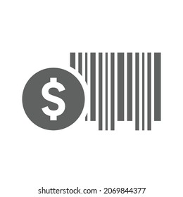 Price, barcode, mark icon. Gray vector graphics.