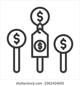 Price Of Bidding Icon Vector Illustration Outline