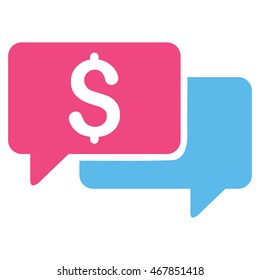 Price Bids icon. Vector style is bicolor flat iconic symbol with rounded angles, pink and blue colors, white background.