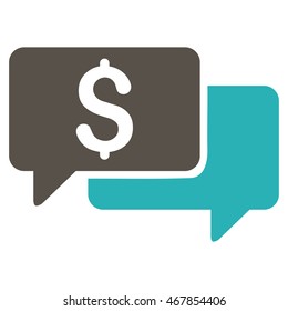 Price Bids icon. Vector style is bicolor flat iconic symbol with rounded angles, grey and cyan colors, white background.