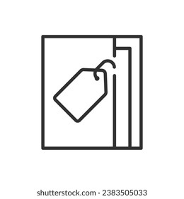 The price of a book, linear icon. The price tag on a book. Line with editable stroke