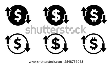 Price change flat vector icons collection