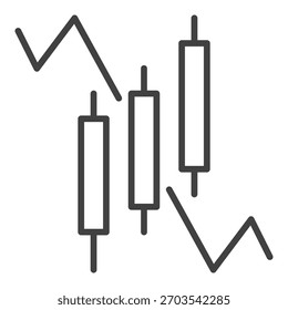 Gráfico de Precio con tres velas Vector Concepto de comercio e inversión icono lineal o elemento de logotipo