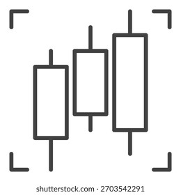 Gráfico de Precio con tres velas Vector Concepto de comercio e inversión icono lineal mínimo o elemento de logotipo