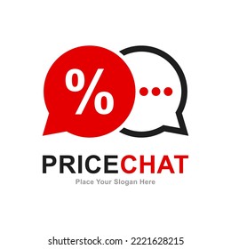 Diseño vectorial del logotipo de chat de precio. Adecuado para negocios, web, chat y social de medios