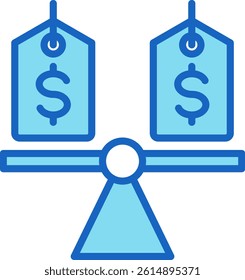 Price Comparison Icon Blue Vector Illustration