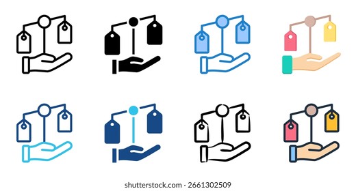 Price comparison icon set multiple style collection 

