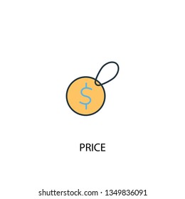 price concept 2 colored line icon. Simple yellow and blue element illustration. price concept outline symbol design