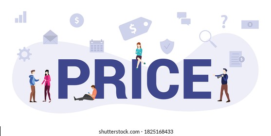 price concept with modern big text or word and people with icon related modern flat style