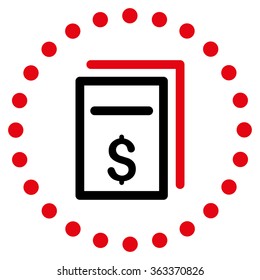 Price Copy vector icon. Style is bicolor flat circled symbol, intensive red and black colors, rounded angles, white background.
