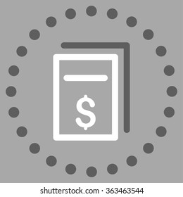 Price Copy vector icon. Style is bicolor flat circled symbol, dark gray and white colors, rounded angles, silver background.