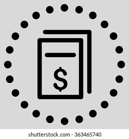 Price Copy vector icon. Style is flat circled symbol, black color, rounded angles, light gray background.