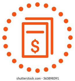 Price Copy vector icon. Style is flat circled symbol, orange color, rounded angles, white background.