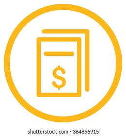 Price Copy vector icon. Style is flat circled symbol, yellow color, rounded angles, white background.