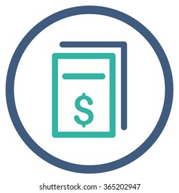 Price Copy vector icon. Style is bicolor flat circled symbol, cobalt and cyan colors, rounded angles, white background.