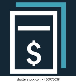 Price Copy vector icon. Style is bicolor flat symbol, blue and white colors, dark blue background.