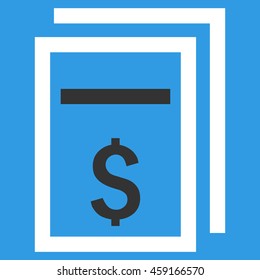 Price Copy vector icon. Style is flat symbol, white color, blue background.